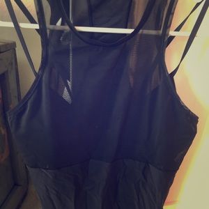 Lululemon black tank with attached sports bra.